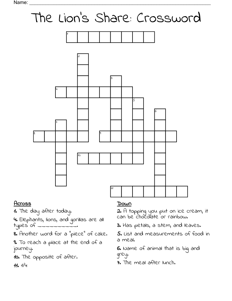 The Lion's Share: Crossword