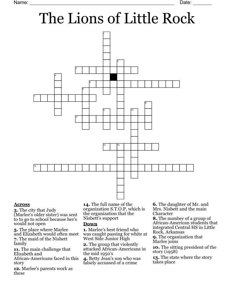 The Lions of Little Rock Crossword