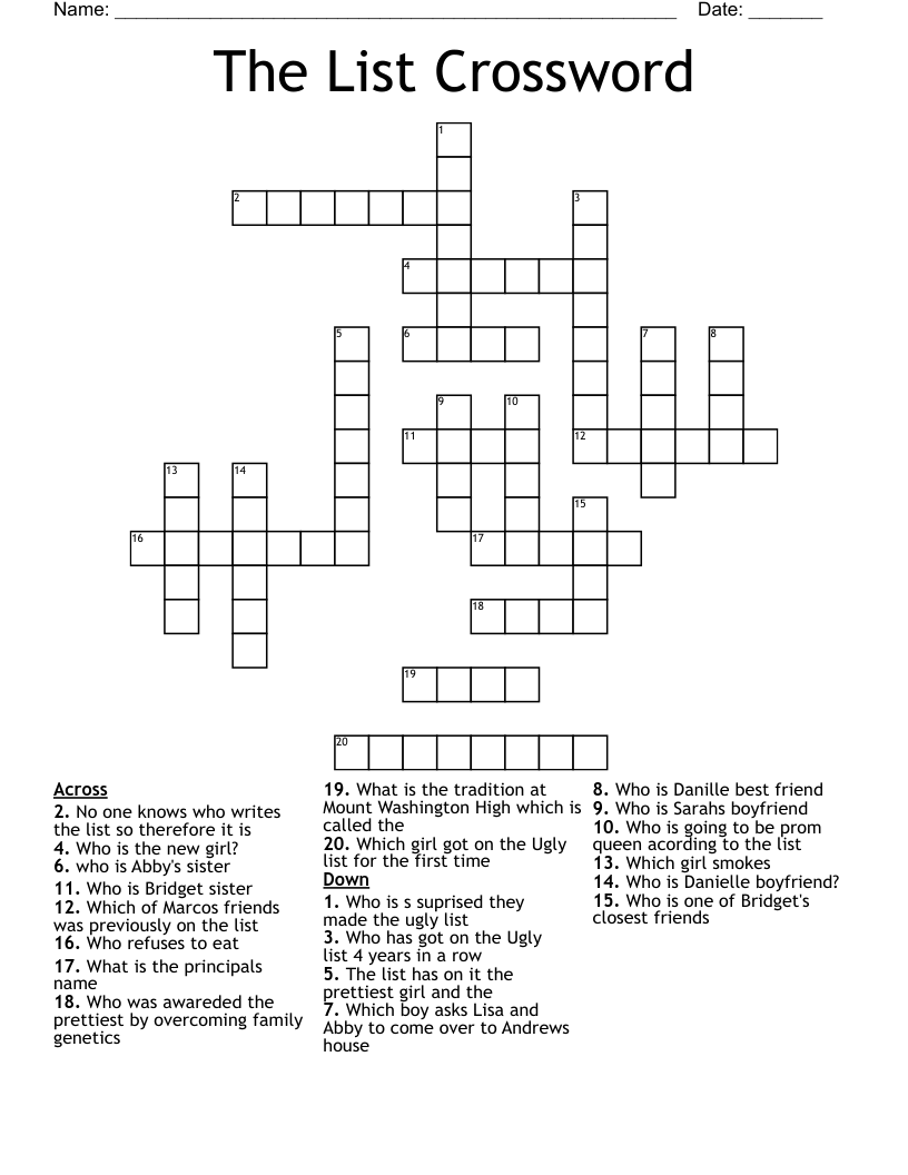 The List Crossword