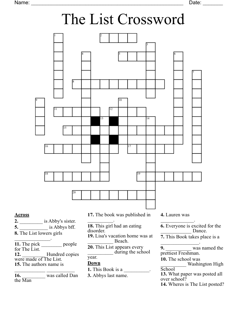The List Crossword
