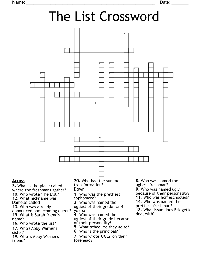 The List Crossword 