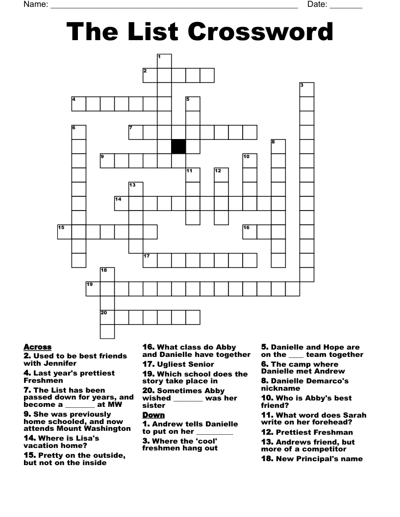 The List Crossword 