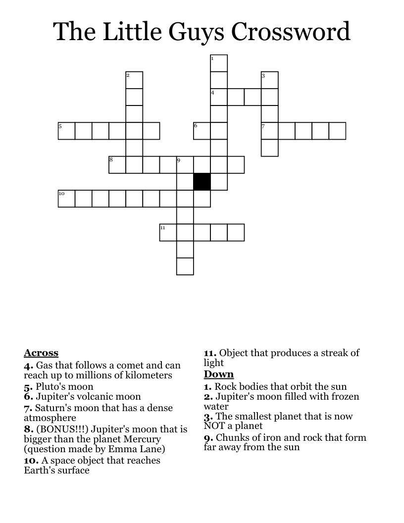 The Little Guys Crossword