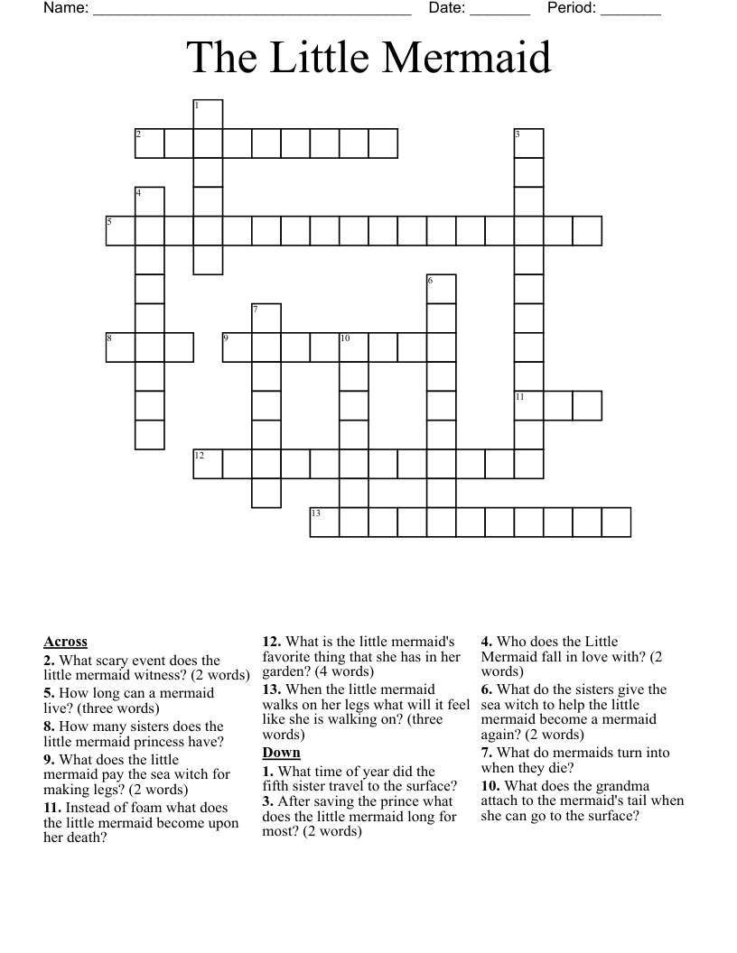 The Little Mermaid Crossword