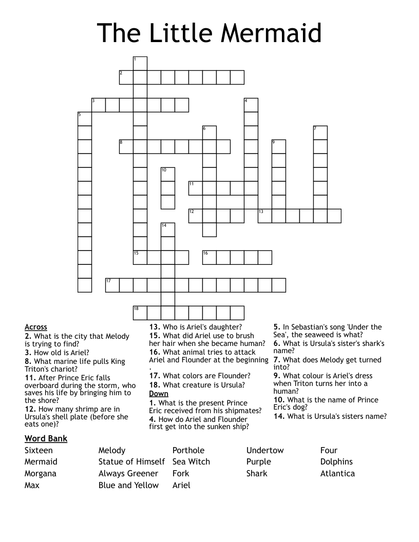 The Little Mermaid Crossword