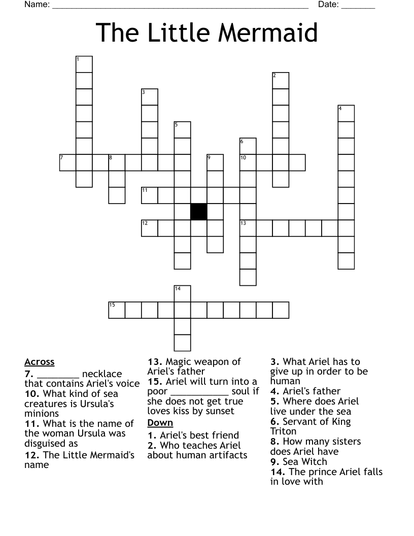 The Little Mermaid Crossword