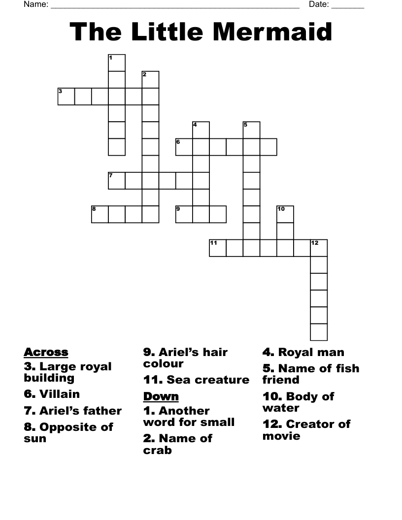 The Little Mermaid Crossword