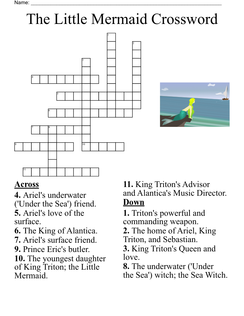 The Little Mermaid Crossword