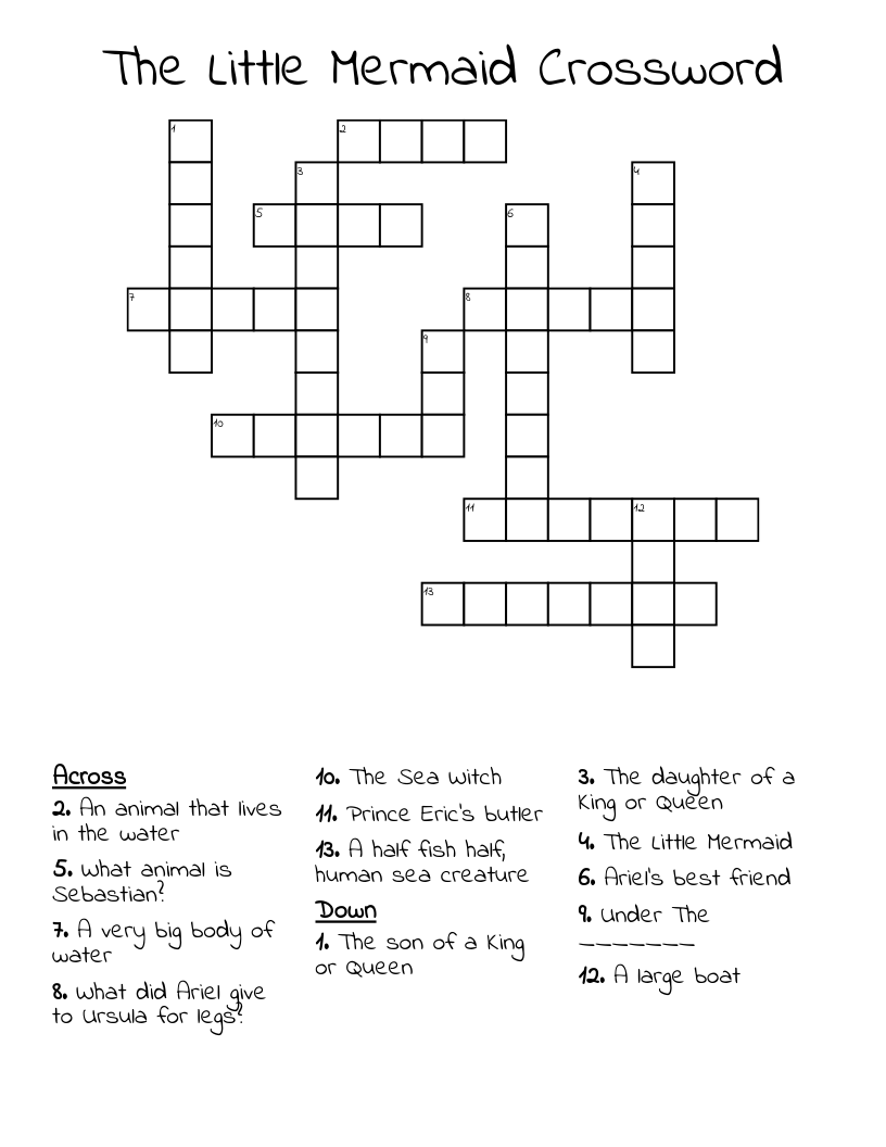 The Little Mermaid Crossword