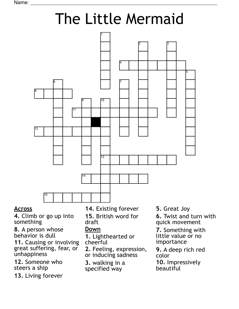 The Little Mermaid  Crossword