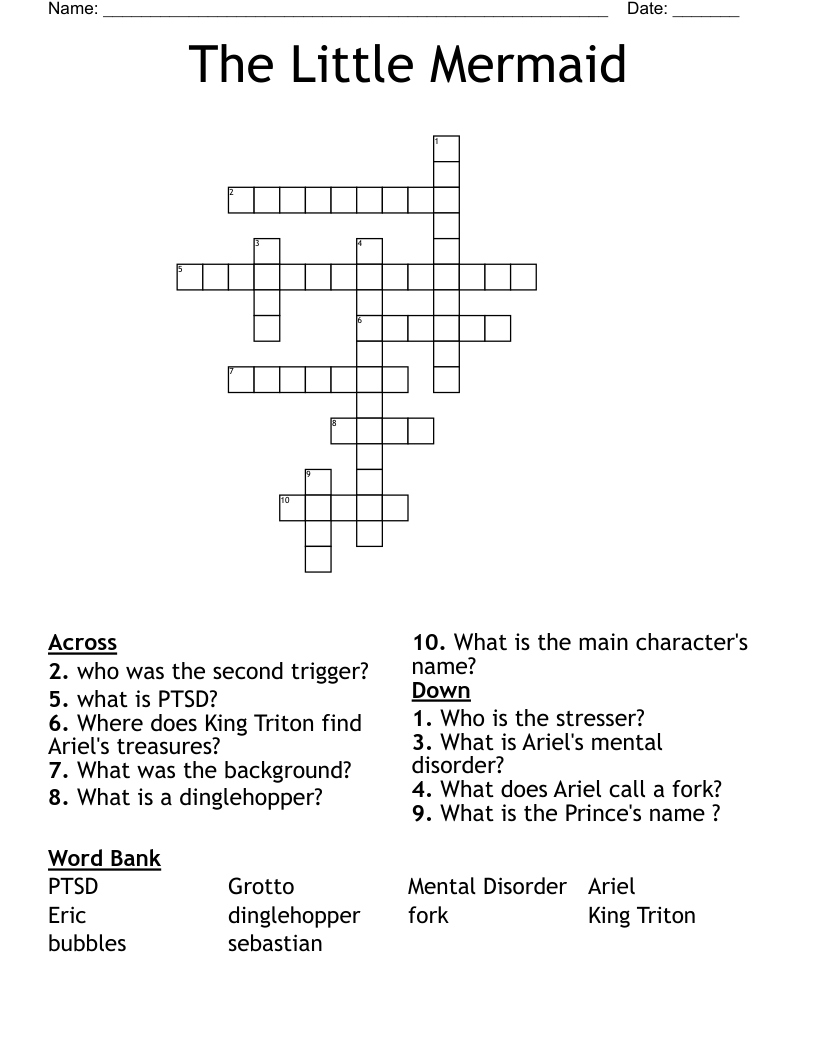 The Little Mermaid  Crossword