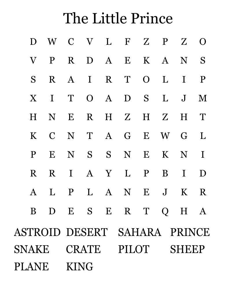 The Little Prince Word Search