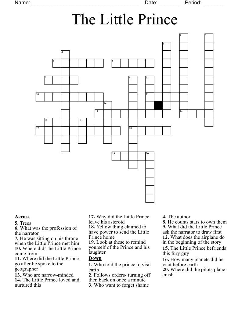The Little Prince Crossword