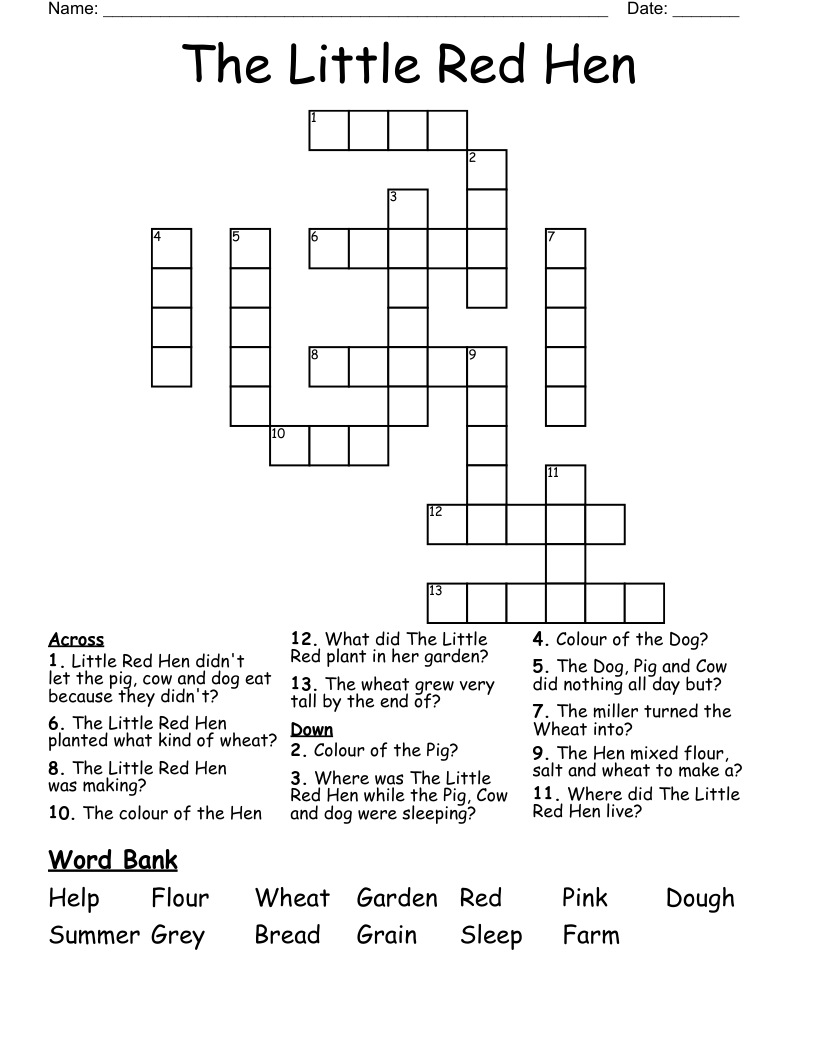 The Little Red Hen Crossword