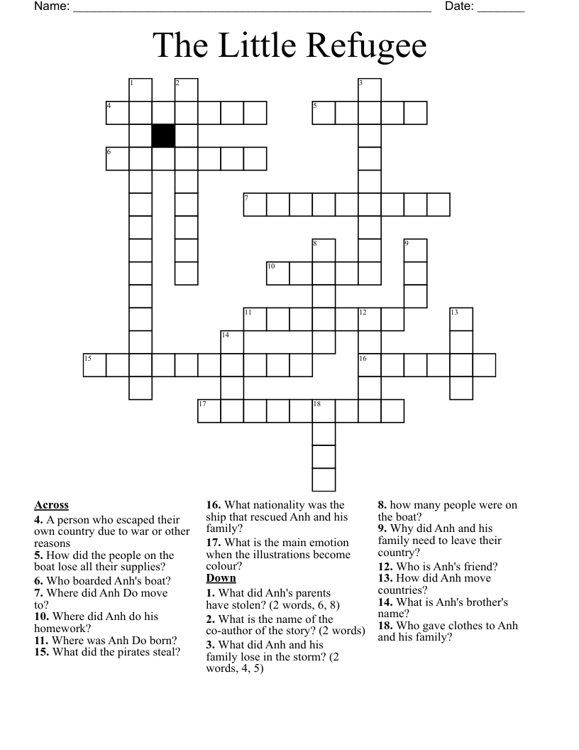 The Little Refugee Crossword