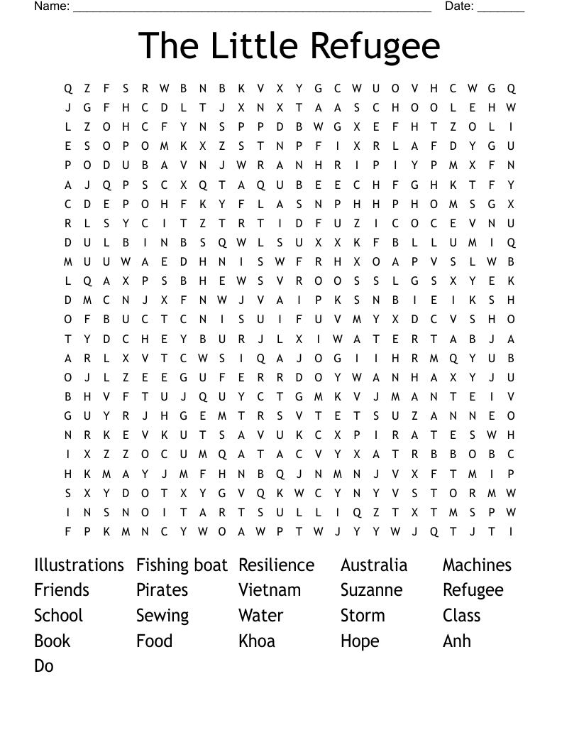 The Little Refugee Word Search