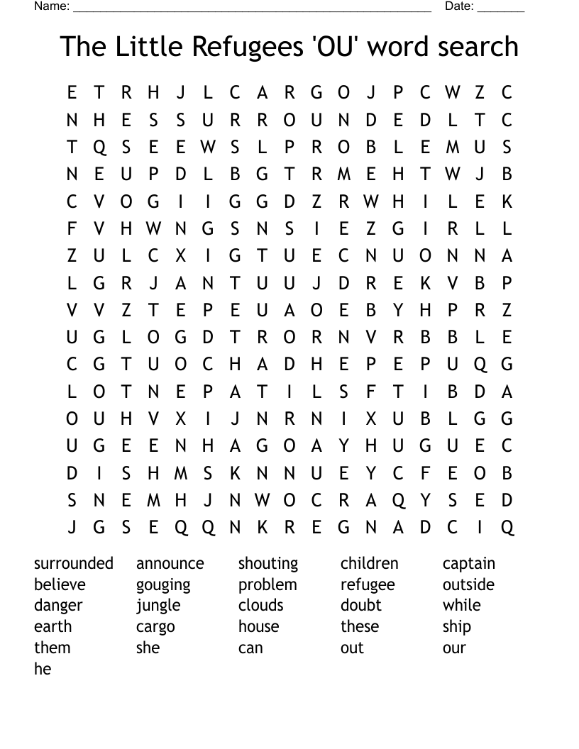The Little Refugees 'OU' word search