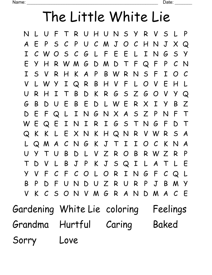 The Little White Lie Word Search