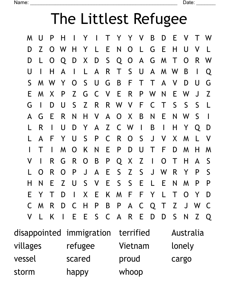 The Littlest Refugee Word Search