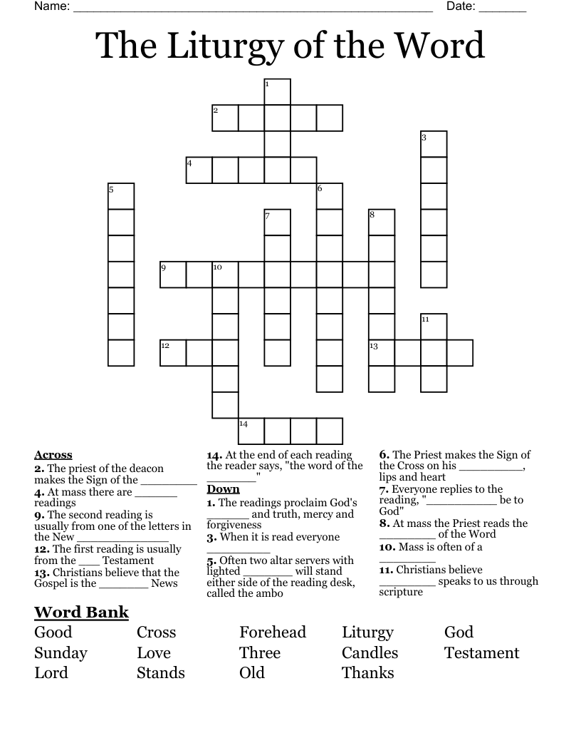 The Liturgy of the Word Crossword