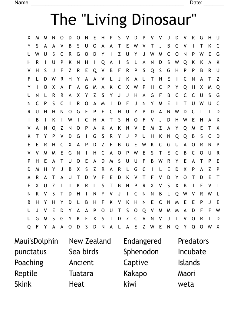 The "Living Dinosaur" Word Search