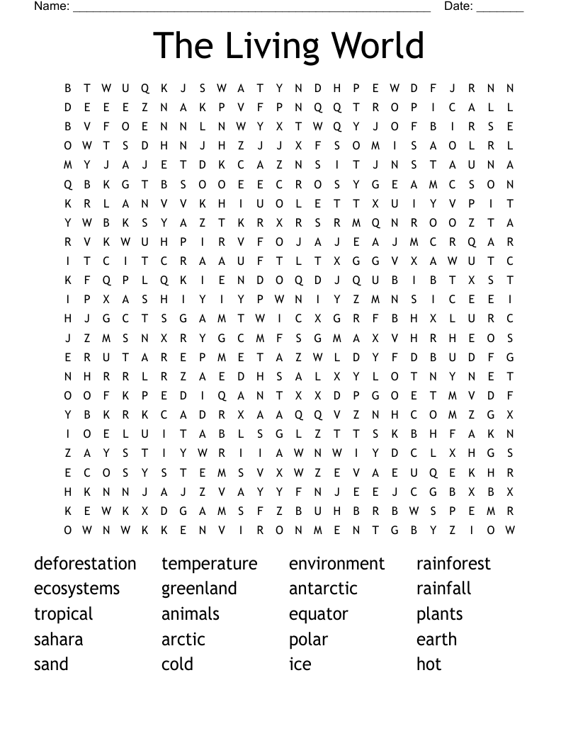 The Living World  Word Search