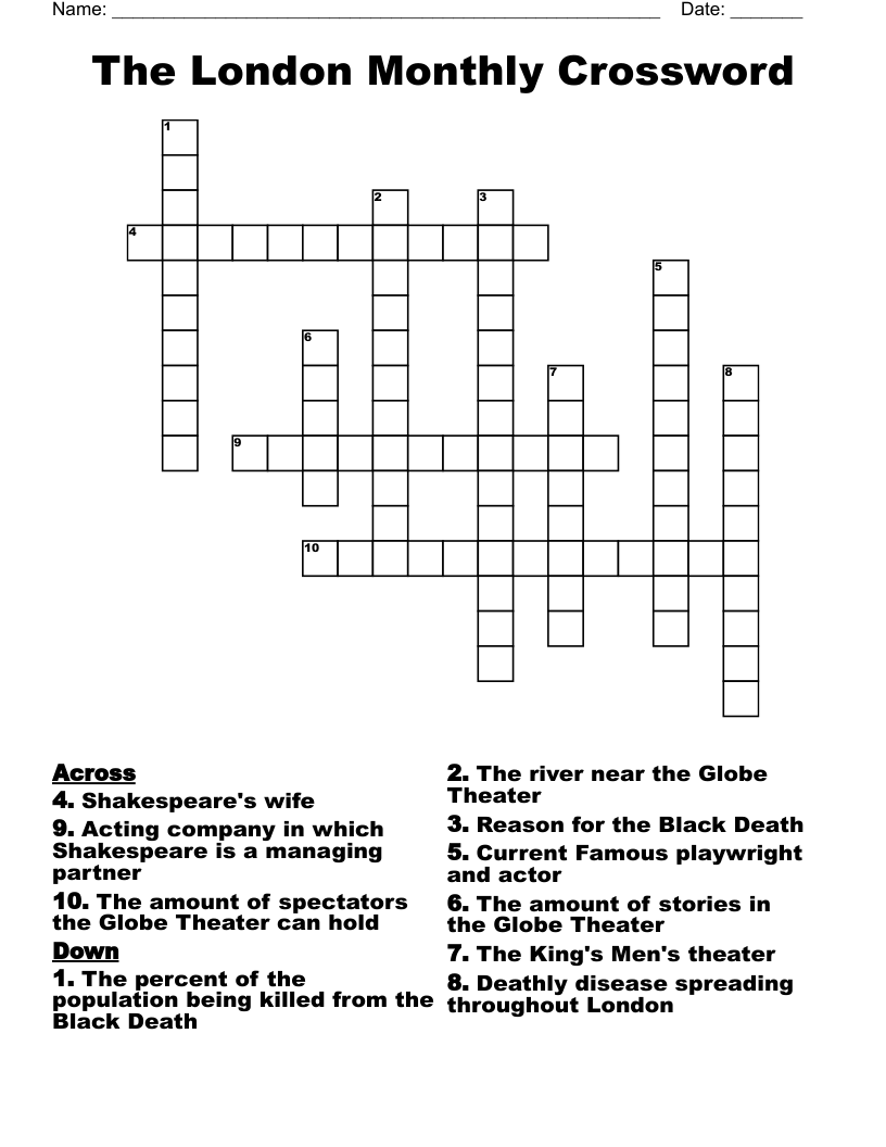 The London Monthly Crossword