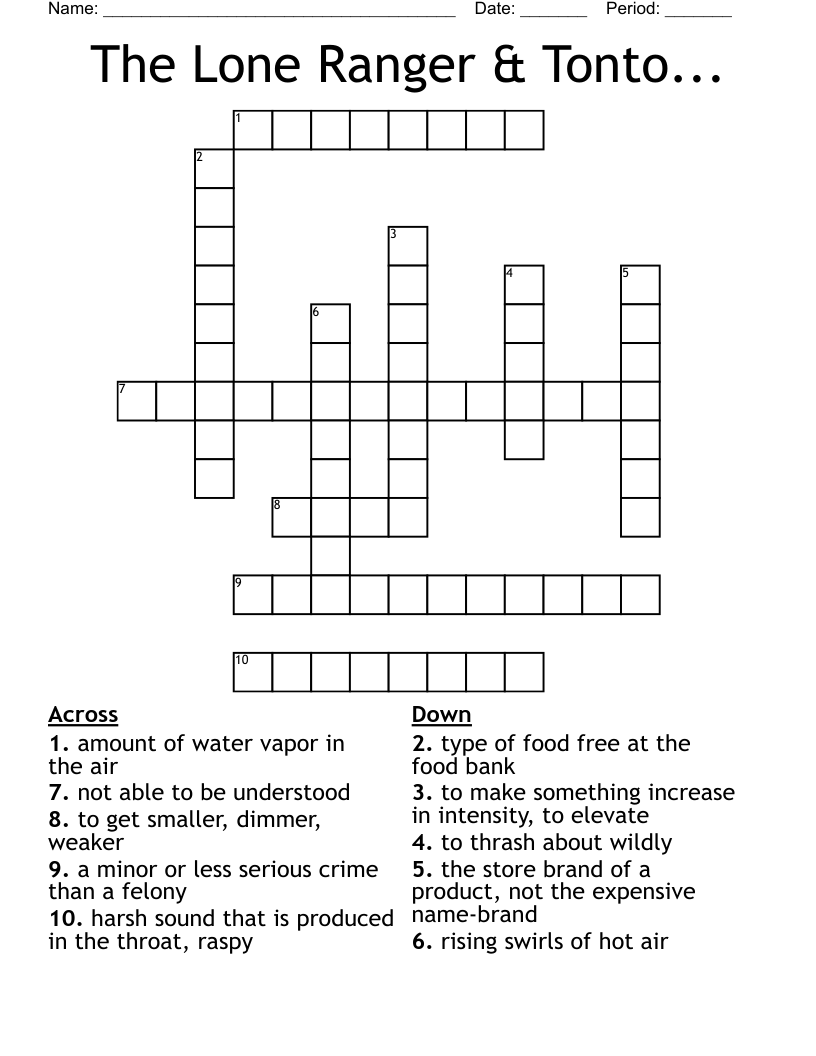 The Lone Ranger & Tonto... Crossword