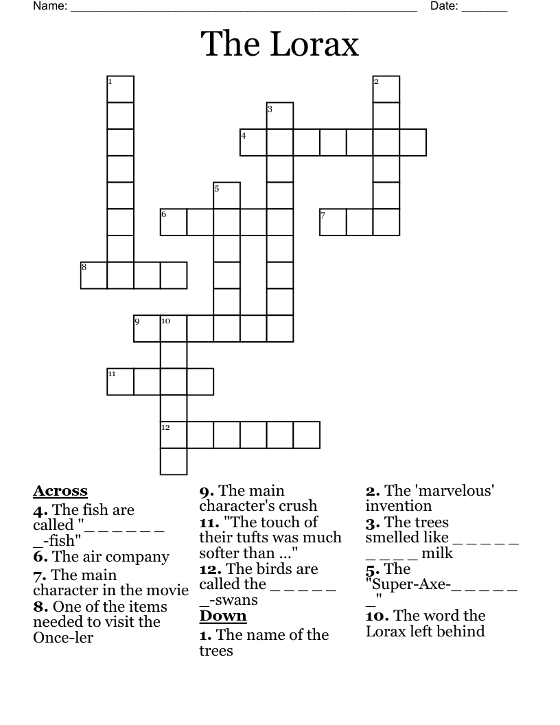 The Lorax Crossword