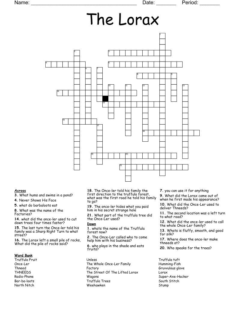 The Lorax Crossword