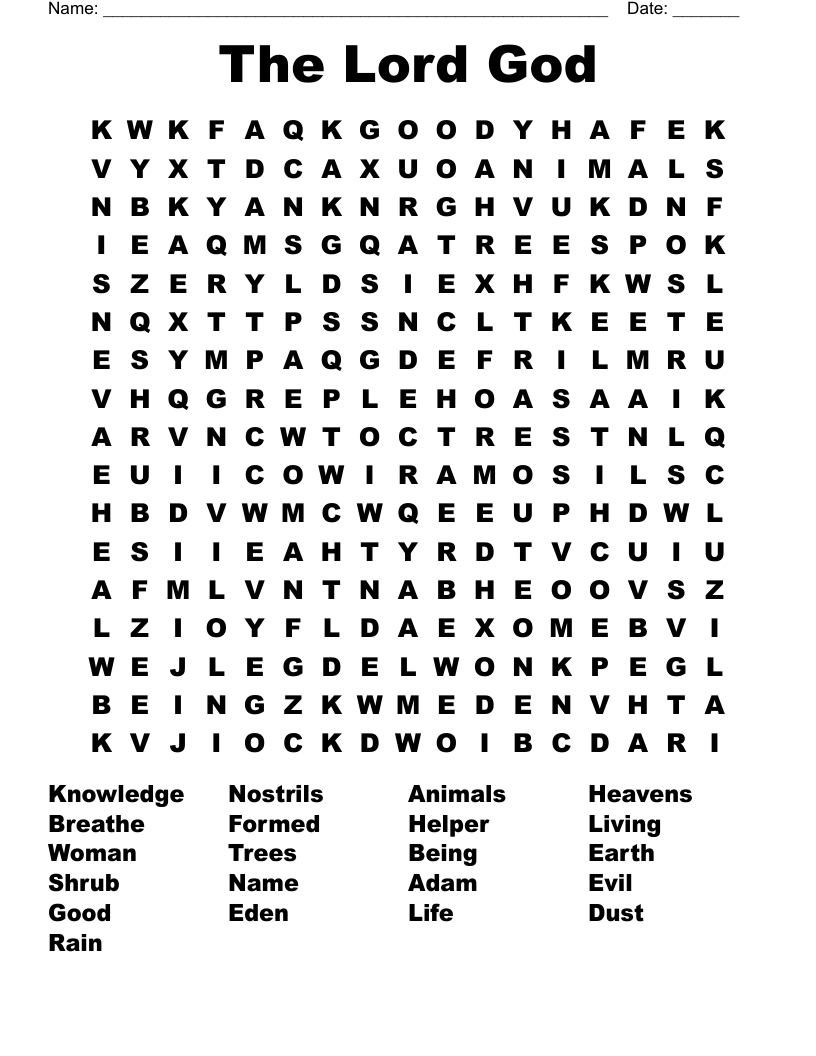 The Lord God Word Search