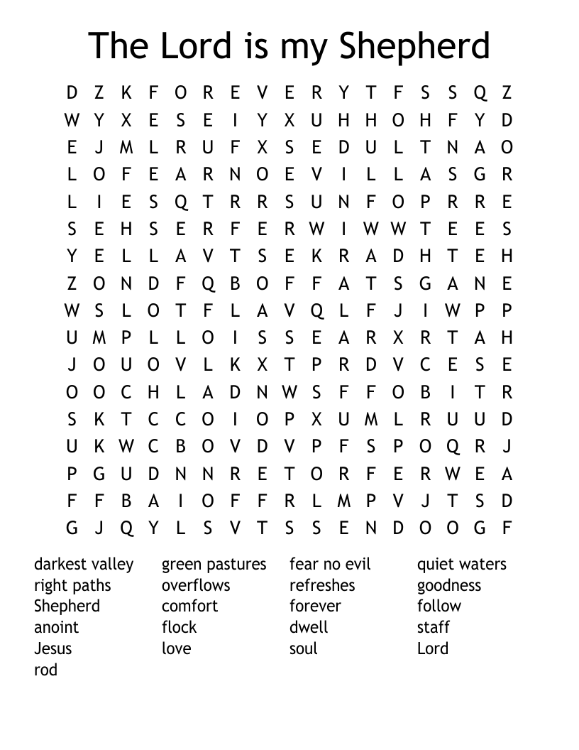 The Lord is my Shepherd Word Search