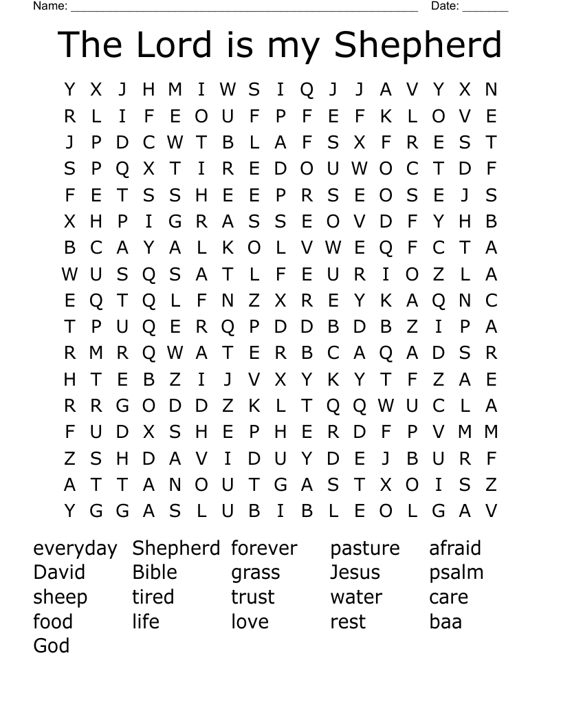 The Lord is my Shepherd Word Search