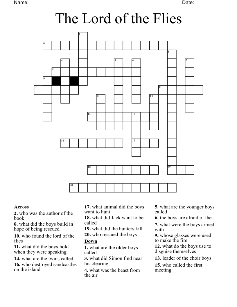 The Lord of the Flies Crossword