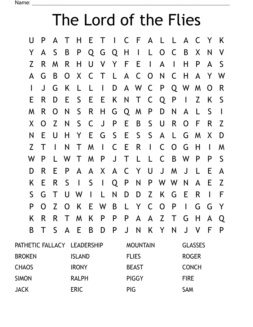 The Lord of the Flies Word Search