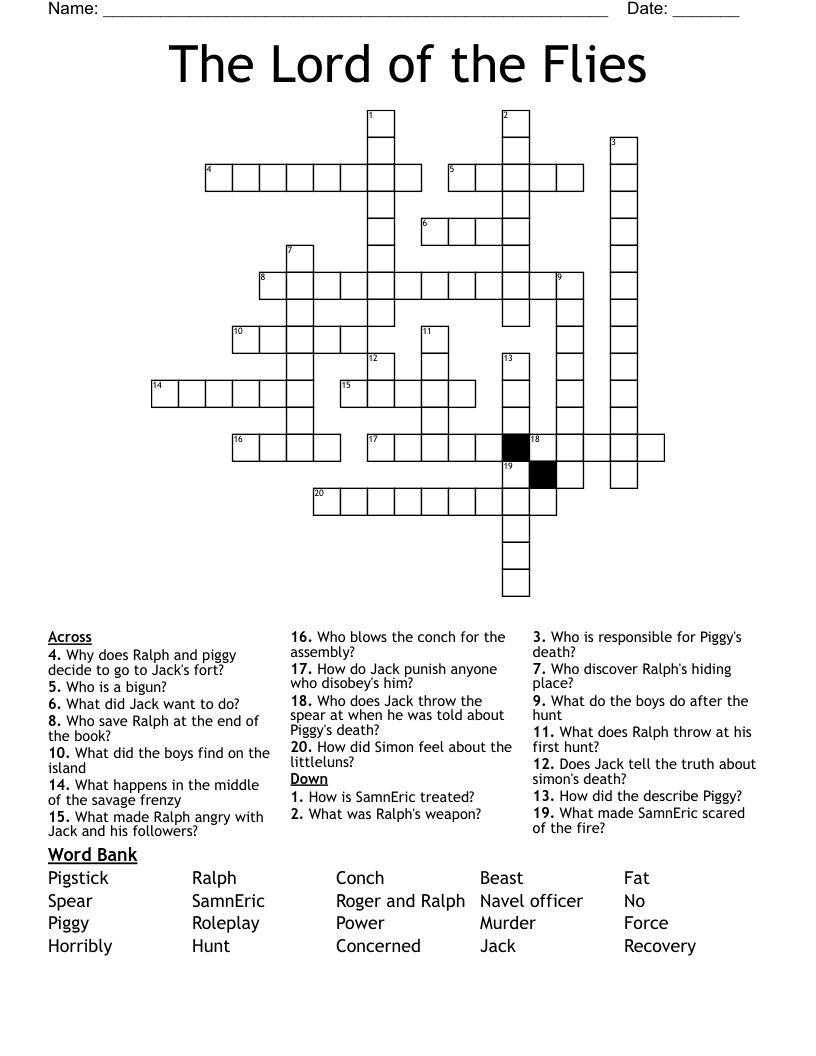 The Lord of the Flies Crossword
