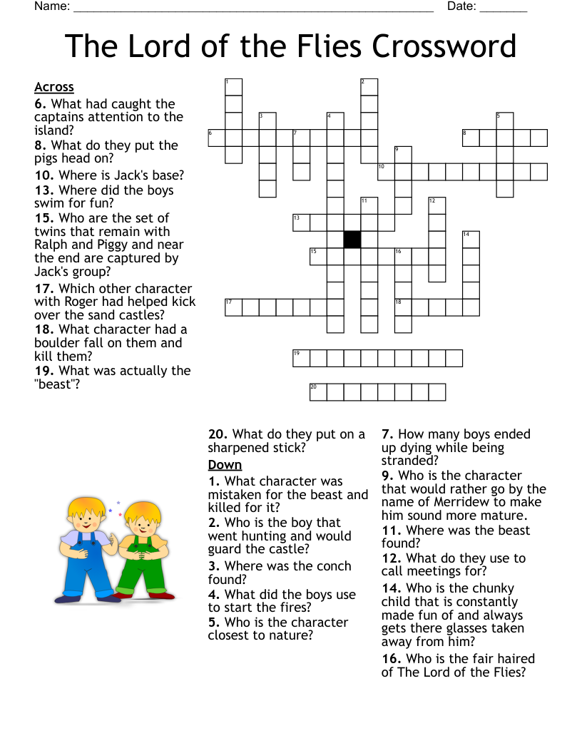 The Lord of the Flies Crossword 
