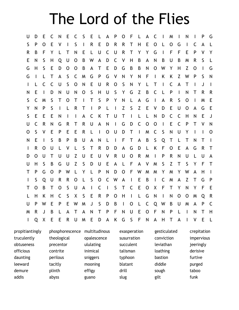 The Lord of the Flies  Word Search