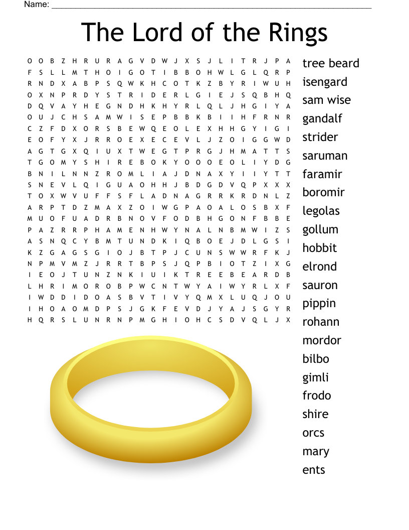 The Lord of the Rings Word Search
