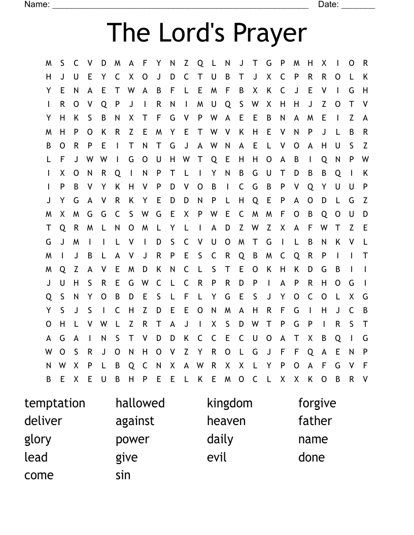 The Lord's Prayer Word Search