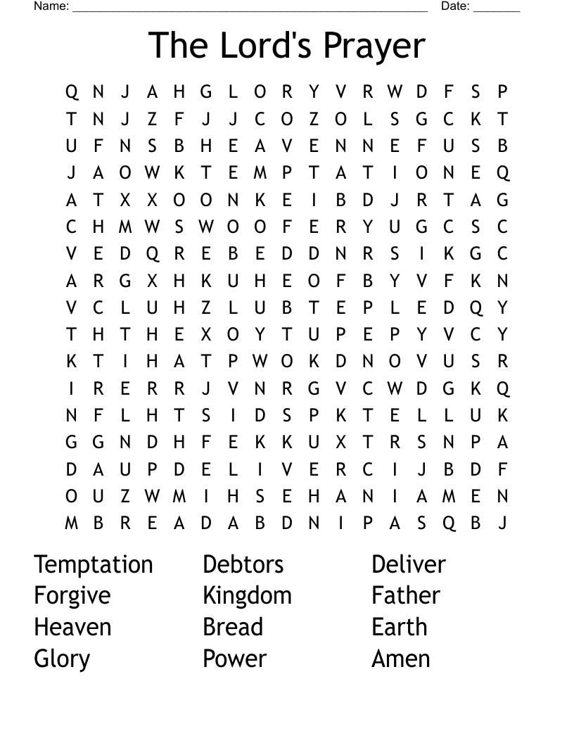 The Lord's Prayer Word Search
