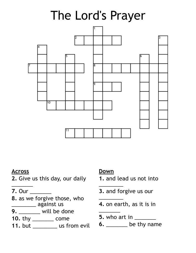 The Lord's Prayer Crossword