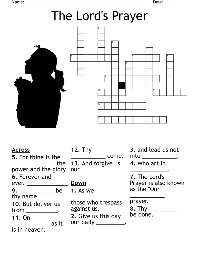 The Lord's Prayer Crossword