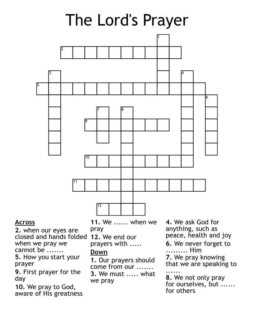 The Lord's Prayer Crossword