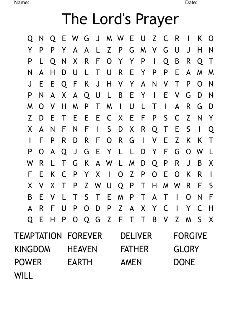 The Lord's Prayer Word Search
