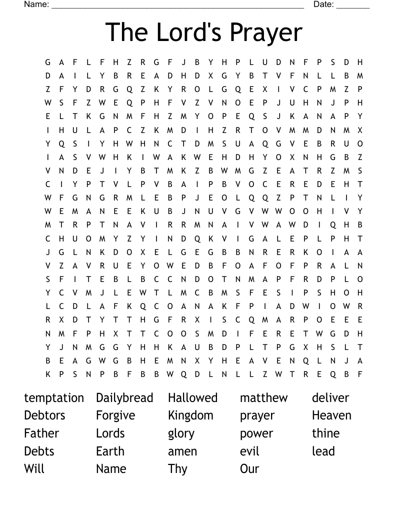 The Lord's Prayer Word Search