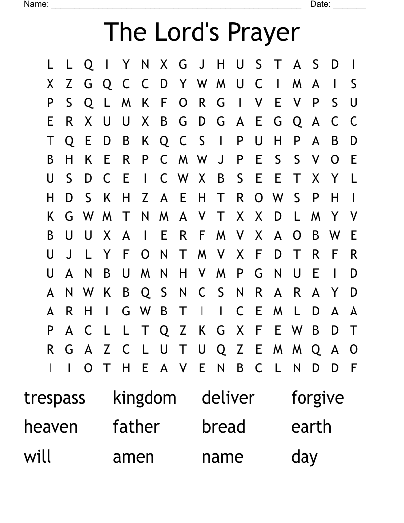 The Lord's Prayer Word Search