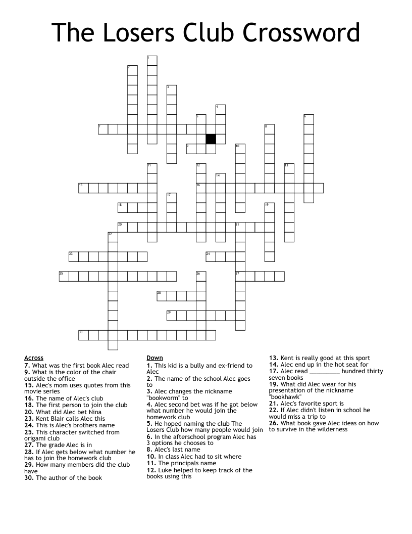 The Losers Club Crossword
