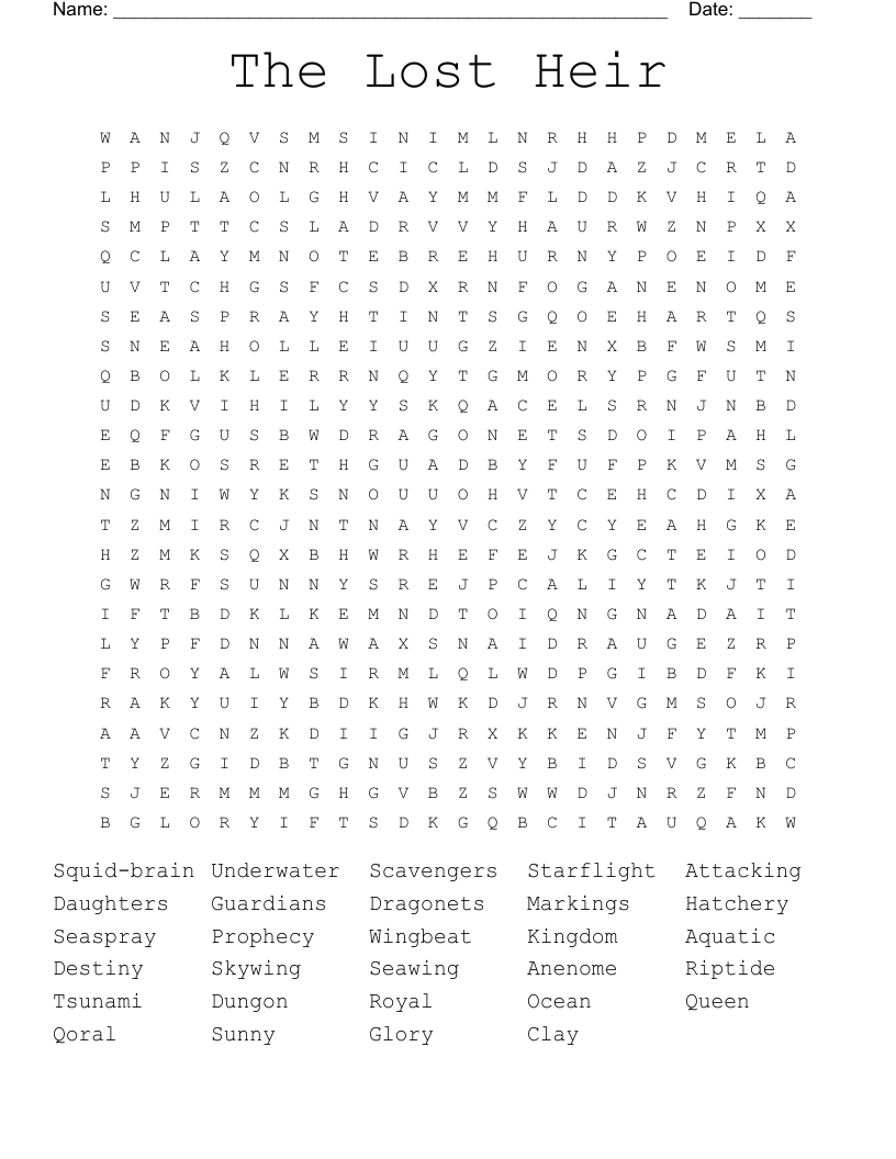 The Lost Heir Word Search