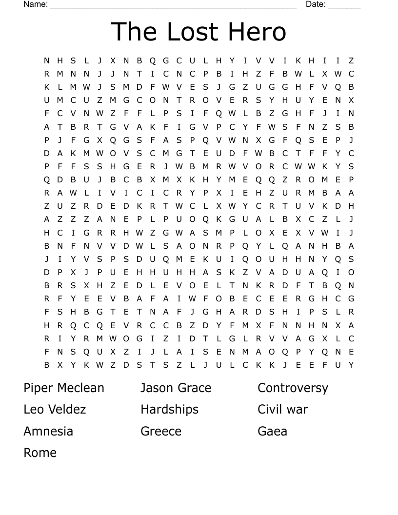 The Lost Hero Word Search